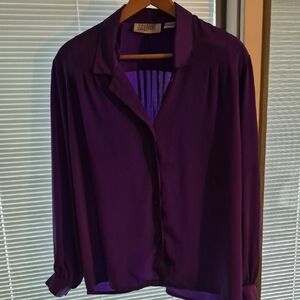 Elegant Vintage Purple Button Down Shirt By Josephine Size 14